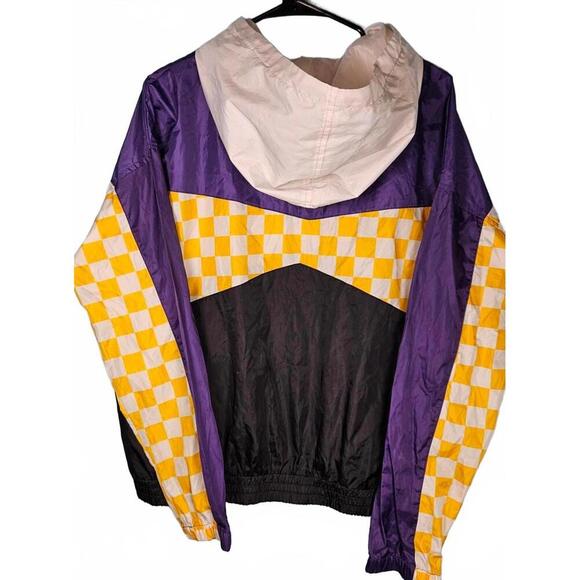 Los Angeles Lakers Women's Vintage Checkered Windbreaker Jacket Size Large - Picture 2 of 7
